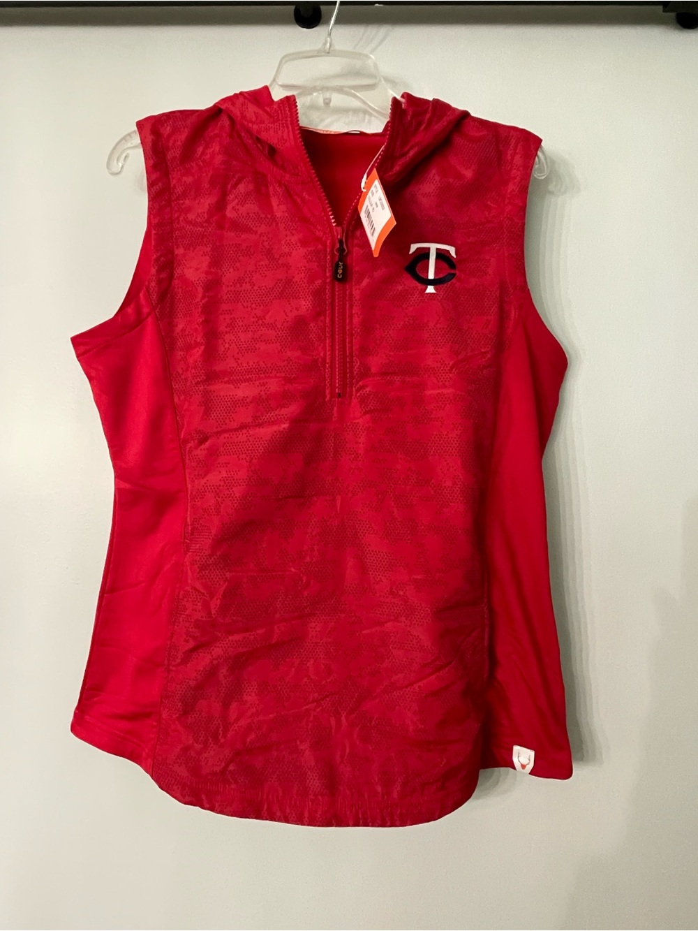 Cutter & Buck Red Sleeveless Hooded Athletic Top with Embroidered TC